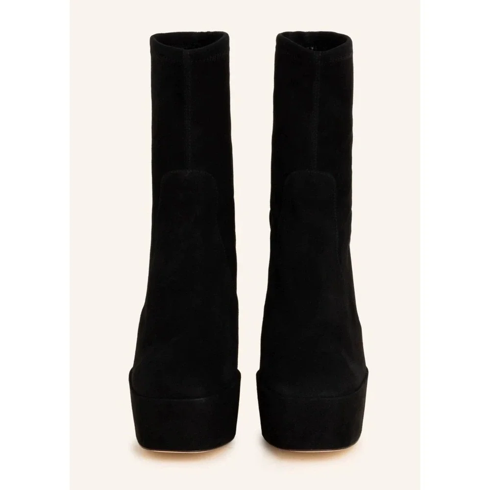 New! Stuart Weitzman Skyhigh 145 Stuart Platform Boot Black Suede‎ Sz 8.5 $550